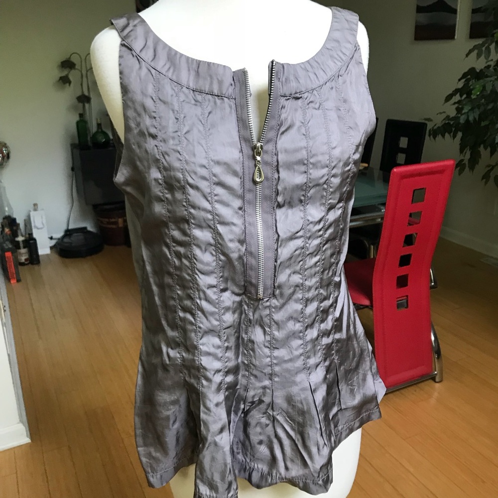 Silver grey silk peplum top